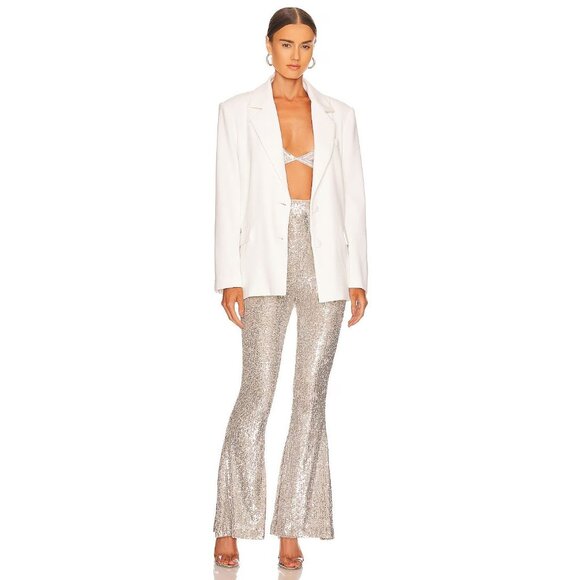 Show Me Your Mumu Mercury Bells in Platinum Sequins Medium Womens Pants Trousers - Picture 4 of 13